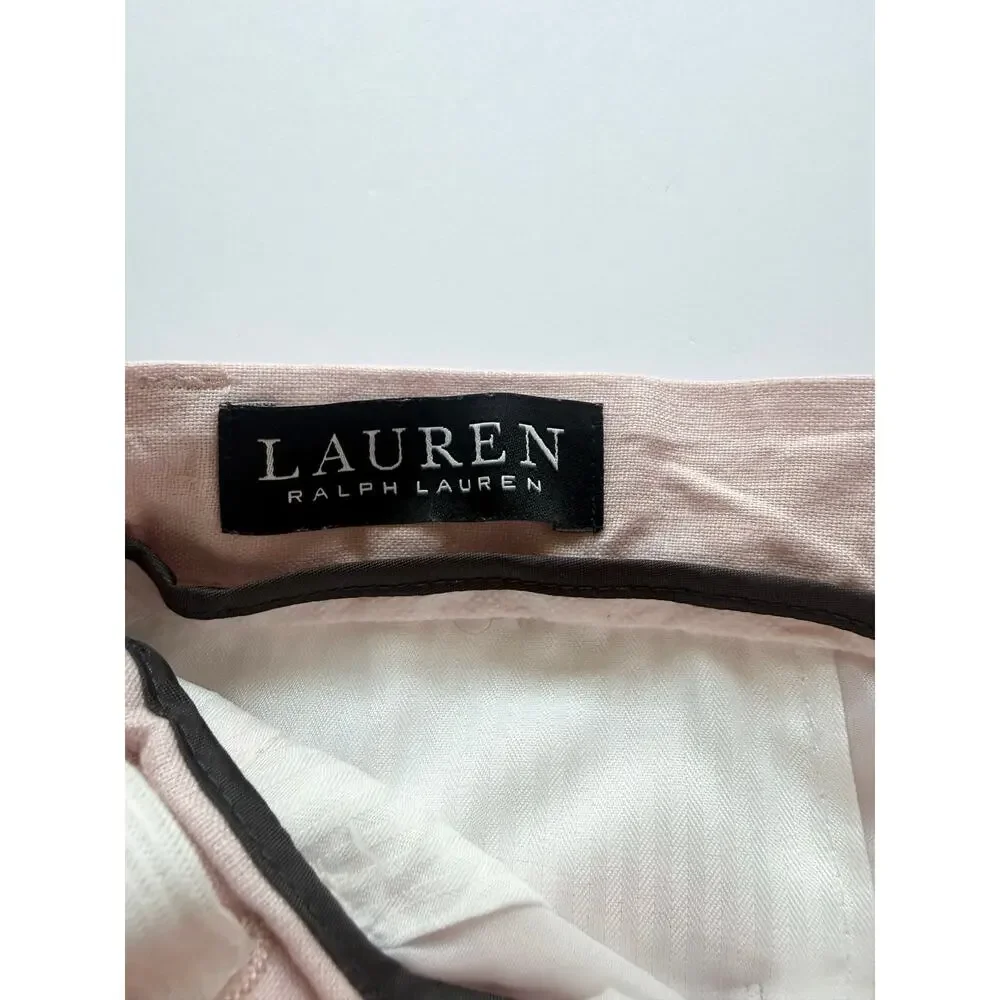 Lauren Ralph Lauren Boys 100% Linen Dress Pants Size 4 Light Pink